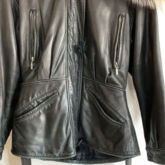 LNR | Convertible leather coat Fox hood trim black - Picture 5 of 16